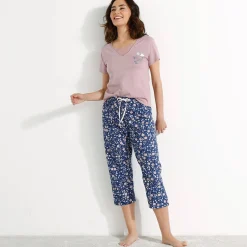 Pyjamashirt met korte mouwen en bloemenmotief