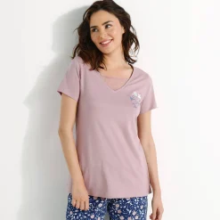 Pyjamashirt met korte mouwen en bloemenmotief