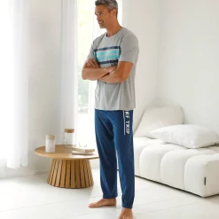 Pyjamashirt met korte mouwen en strepenprint