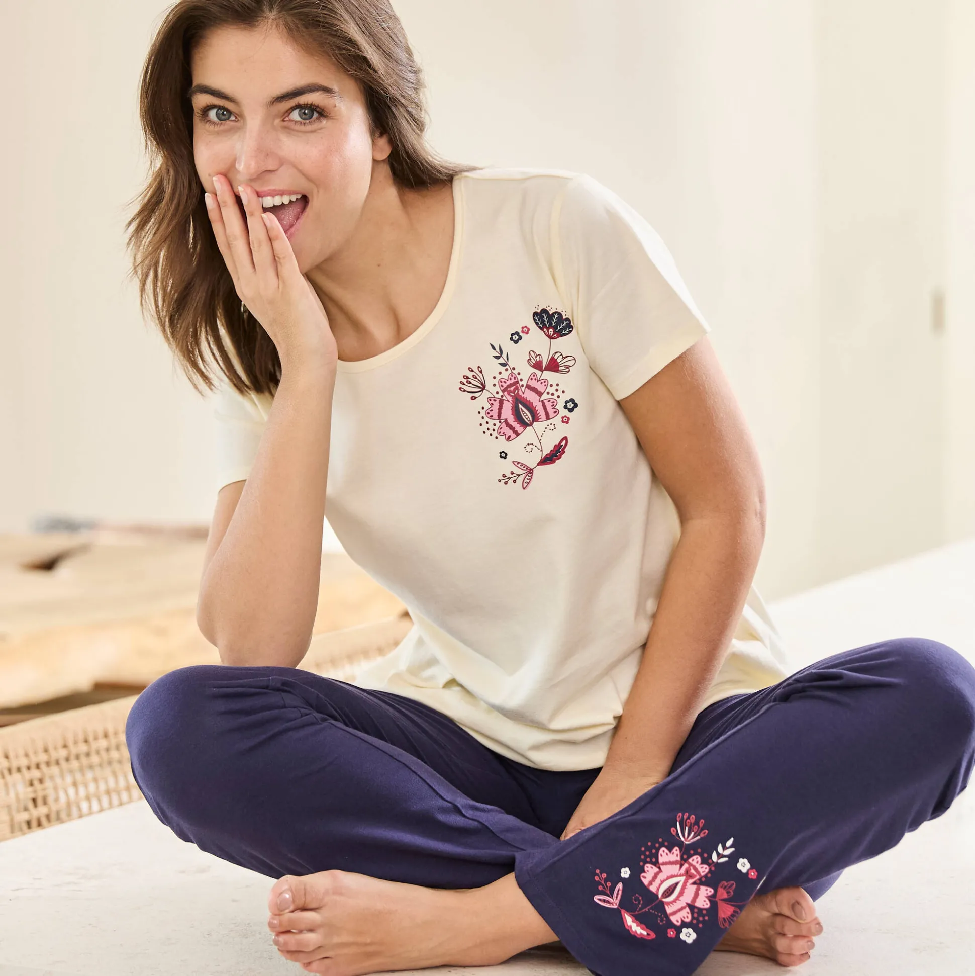 Pyjamashirt met korte mouwen