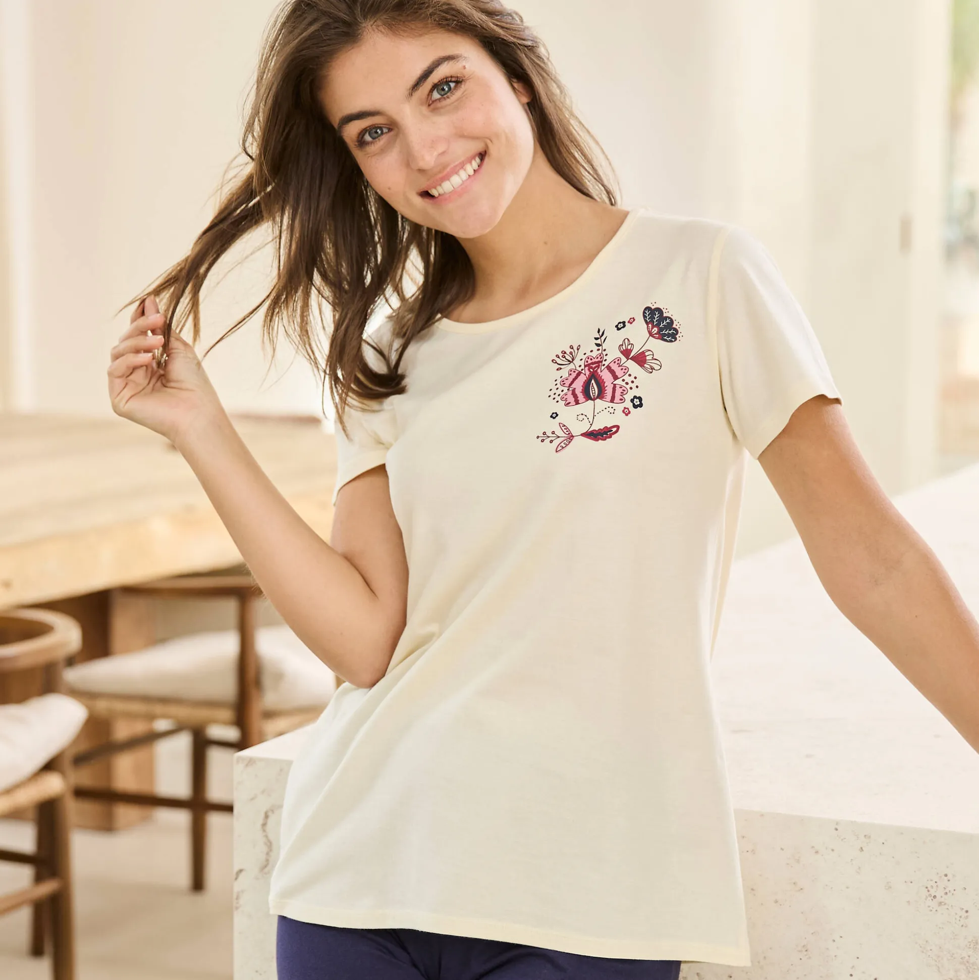 Pyjamashirt met korte mouwen