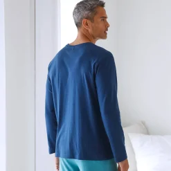 Pyjamashirt met lange mouwen en bootmotief