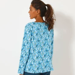 Pyjamashirt met lange mouwen en bloemblaadjesprint