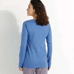 Pyjamashirt met lange mouwen en bloemenmotief