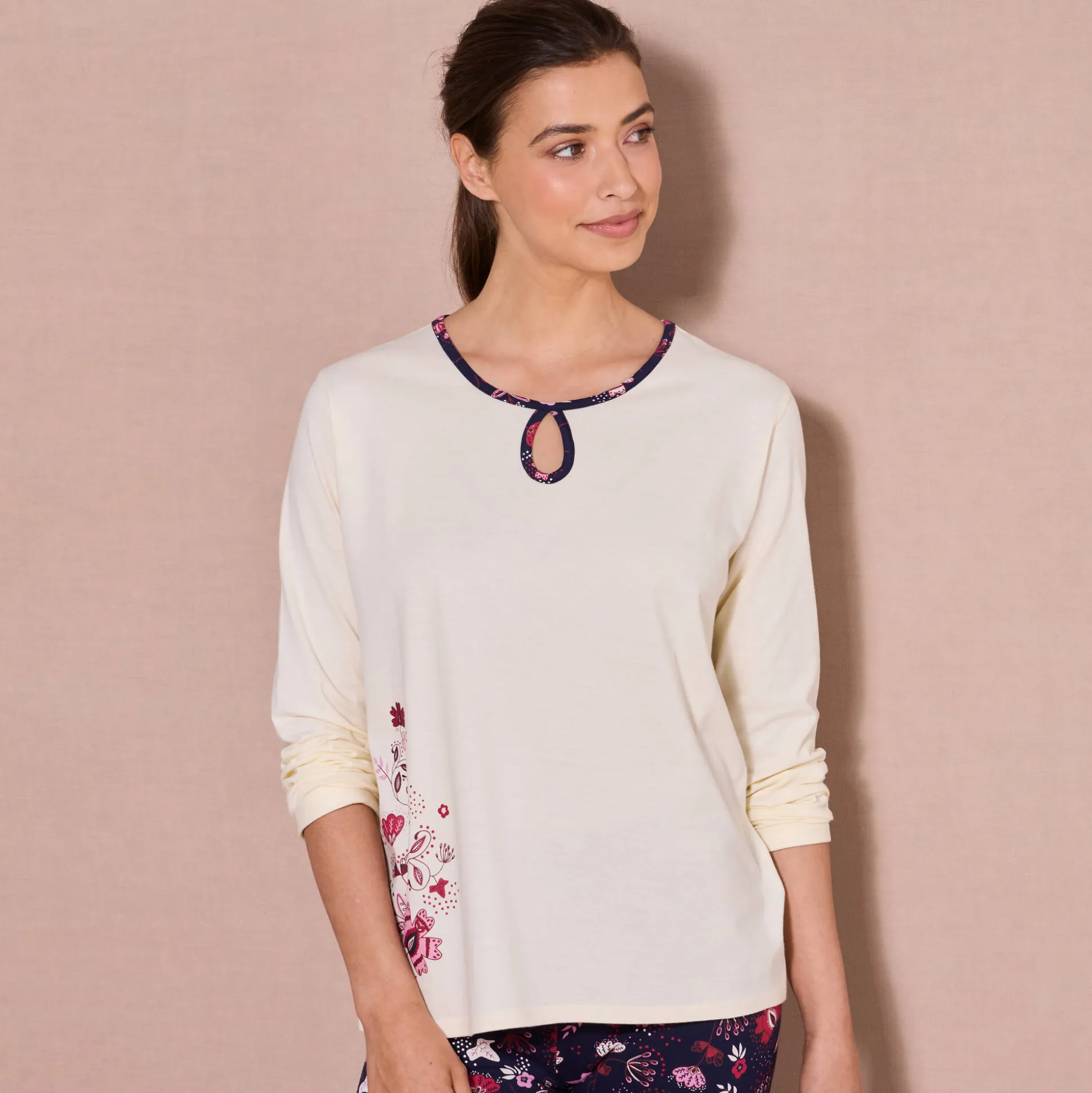 Pyjamashirt met lange mouwen