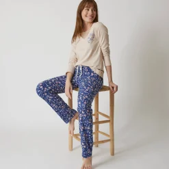 Pyjamashirt met lange mouwen en bloemenmotief