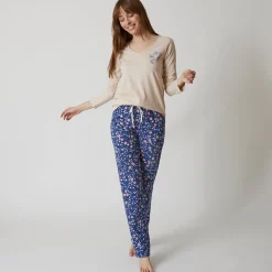 Pyjamashirt met lange mouwen en bloemenmotief