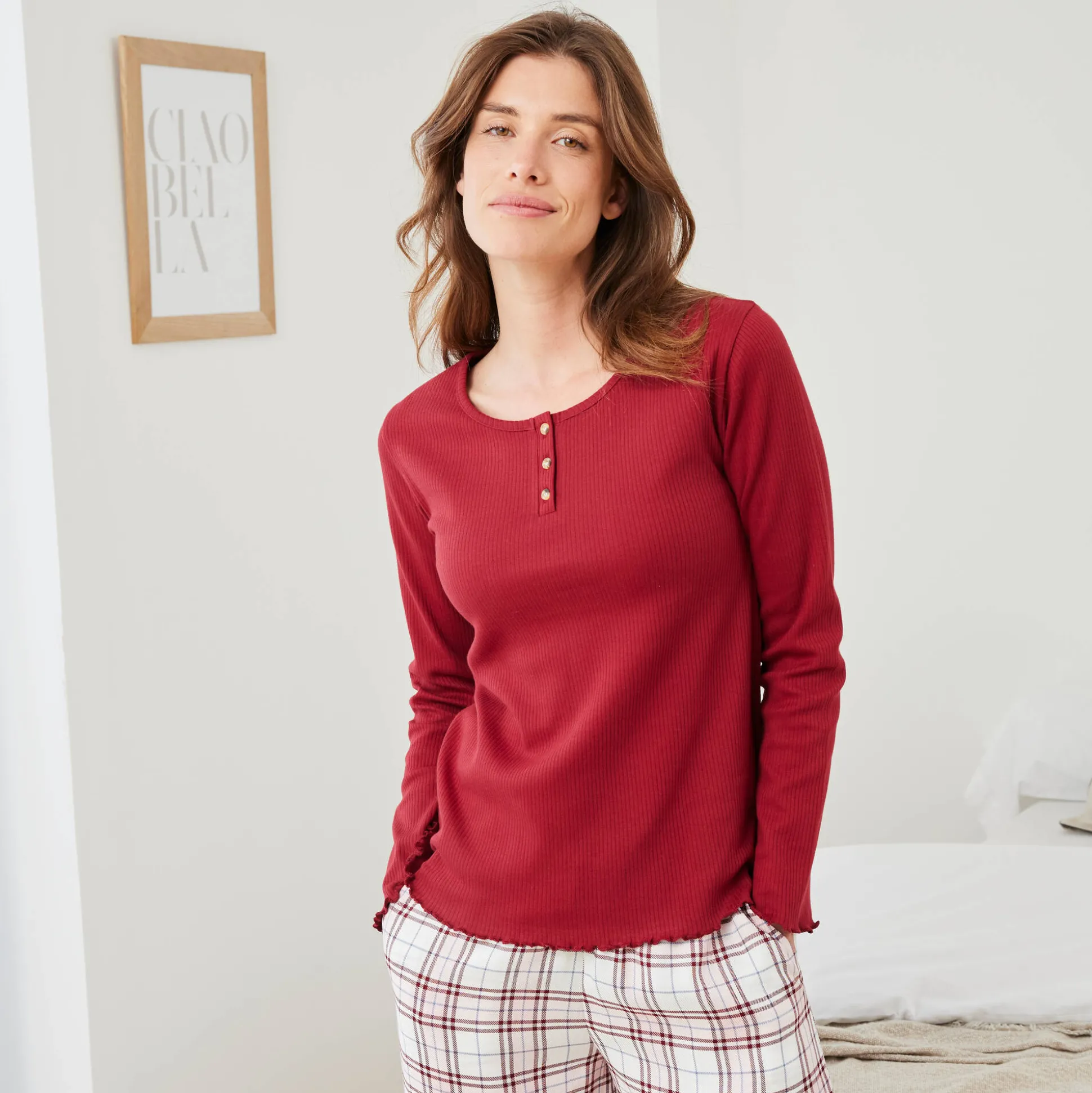 Pyjamashirt met lange mouwen