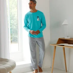 Pyjamashirt met lange mouwen en surfmotief
