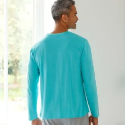 Pyjamashirt met lange mouwen en surfmotief