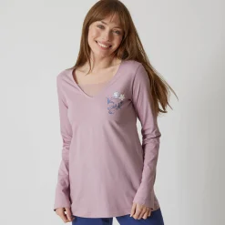 Pyjamashirt met lange mouwen en bloemenmotief