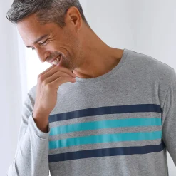 Pyjamashirt met lange mouwen en strepenprint