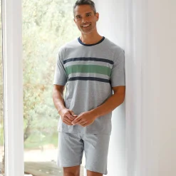 Pyjamashirt met strepen en korte mouwen