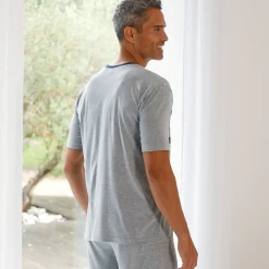 Pyjamashirt met strepen en korte mouwen