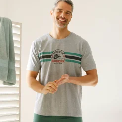 Pyjamashirt met strepenmotief op de borst, korte mouwen