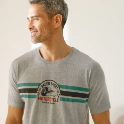 Pyjamashirt met strepenmotief op de borst, korte mouwen