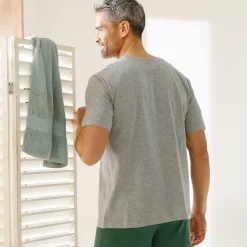 Pyjamashirt met strepenmotief op de borst, korte mouwen