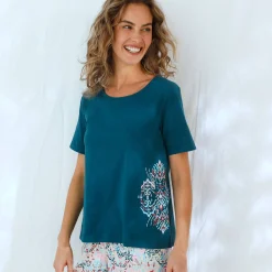 Pyjama-T-shirt met Ikat-print