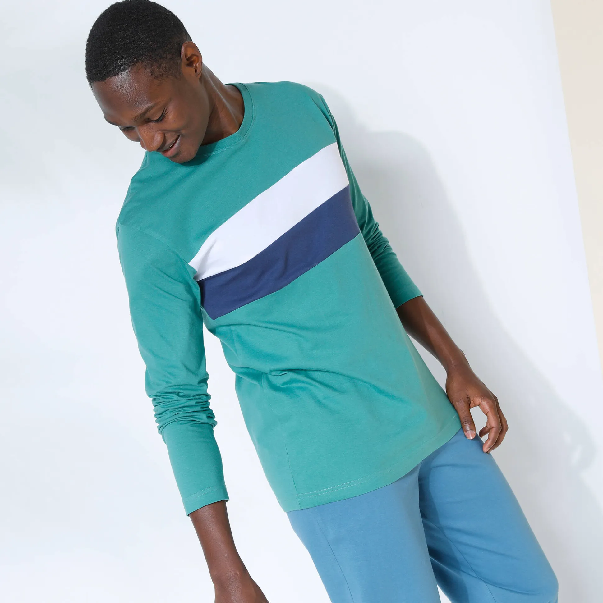 Pyjama-T-shirt met lange mouwen, groen