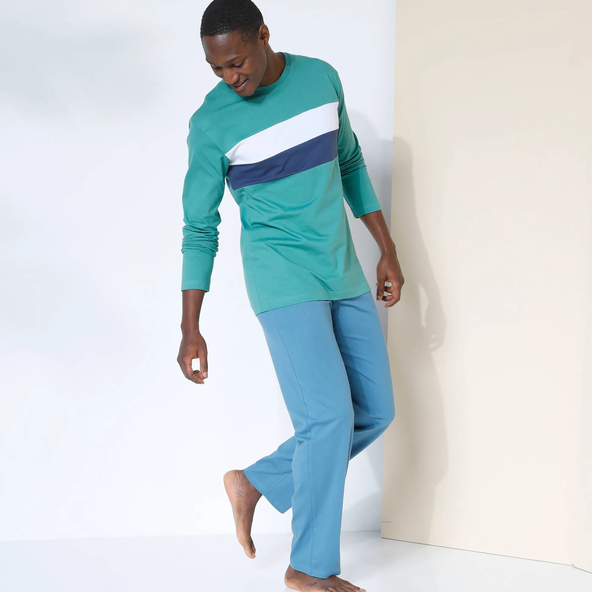 Pyjama-T-shirt met lange mouwen, groen