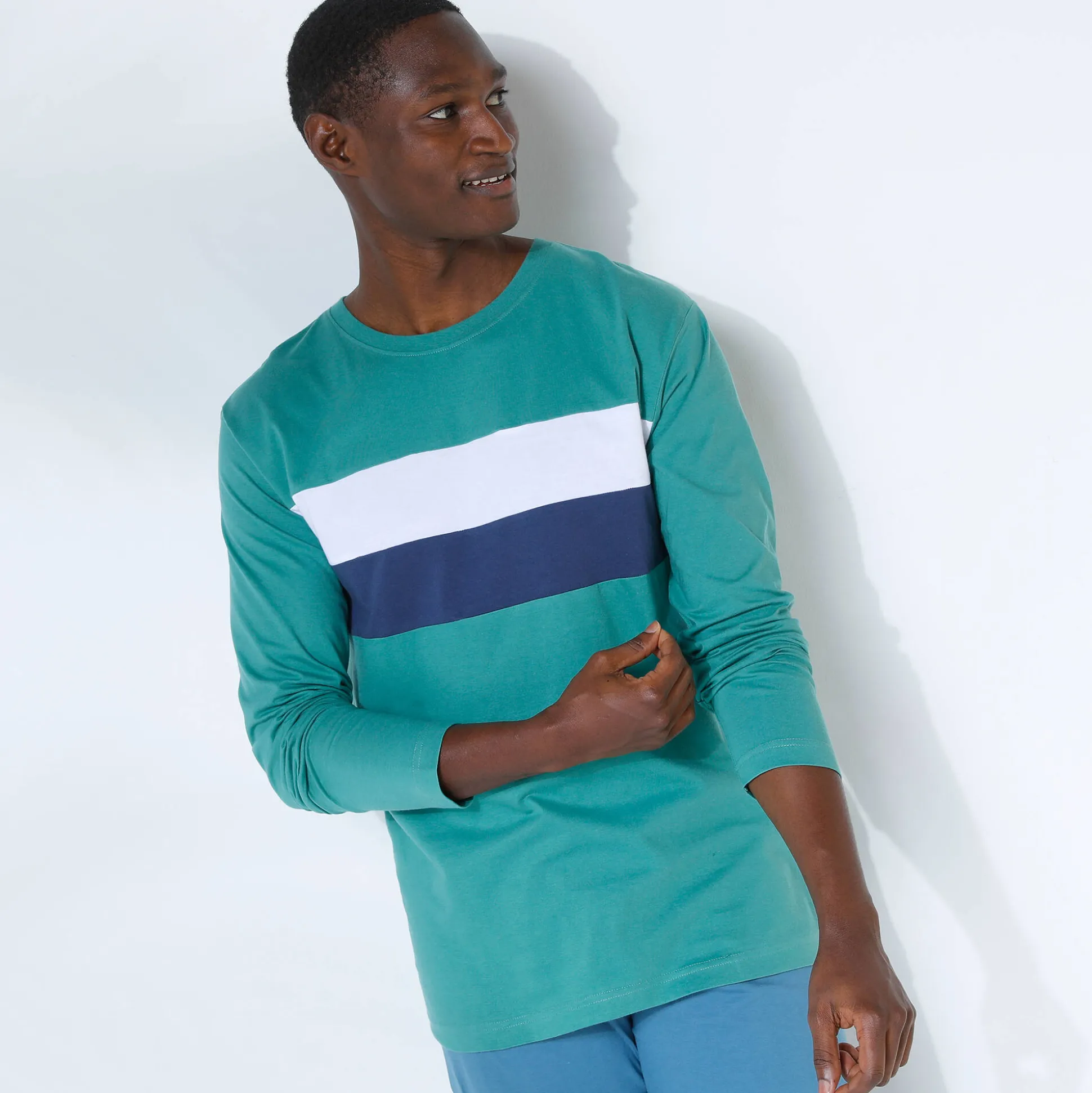 Pyjama-T-shirt met lange mouwen, groen