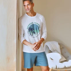Pyjama-T-shirt met lange mouwen, wit