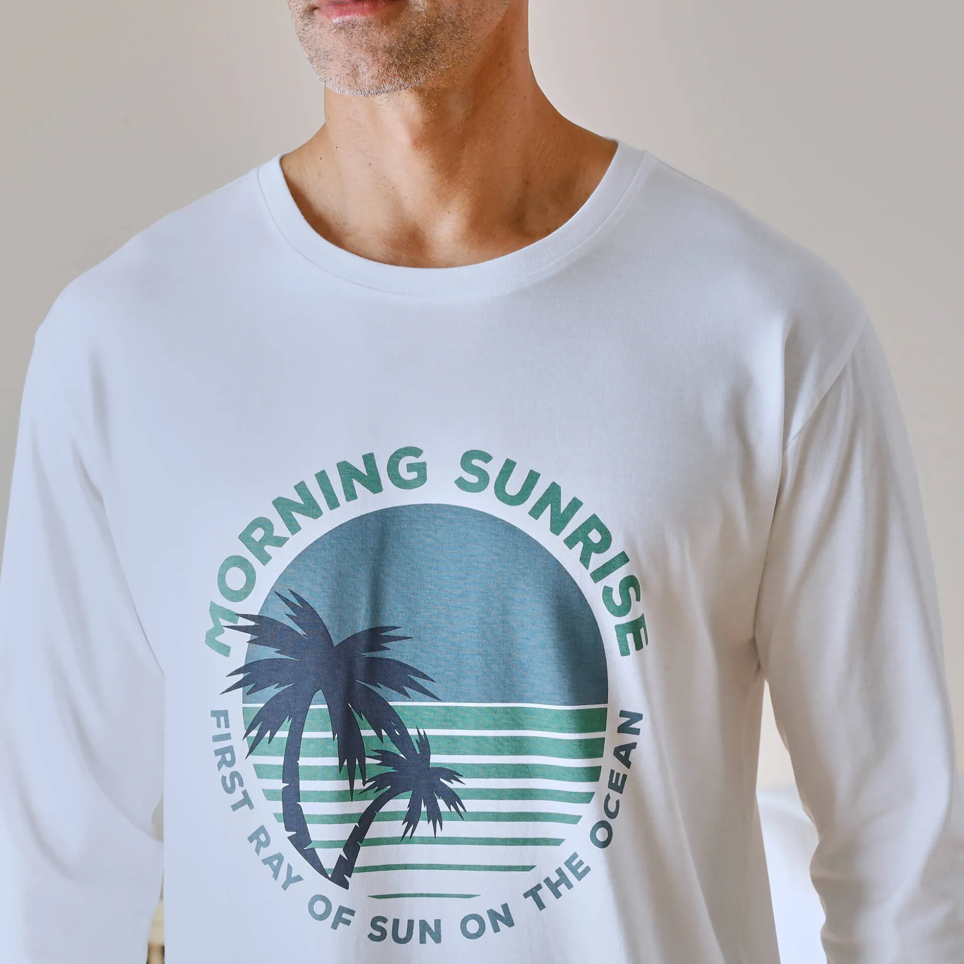 Pyjama-T-shirt met lange mouwen, wit