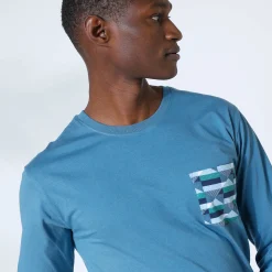 Pyjama-T-shirt met lange mouwen, blauw