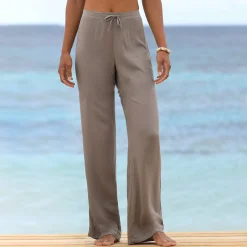 Rechte broek in effen crepon
