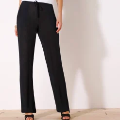 Rechte broek in effen crepon