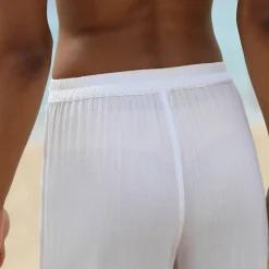 Rechte broek in effen crepon