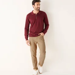 Rechte broek in fijngeribd velours, 5 zakken