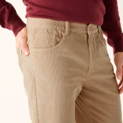 Rechte broek in fijngeribd velours, 5 zakken