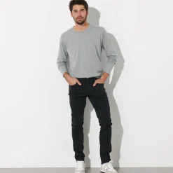 Rechte broek in rekbare twill