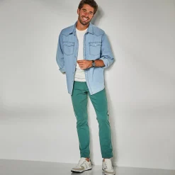 Rechte broek in rekbare twill