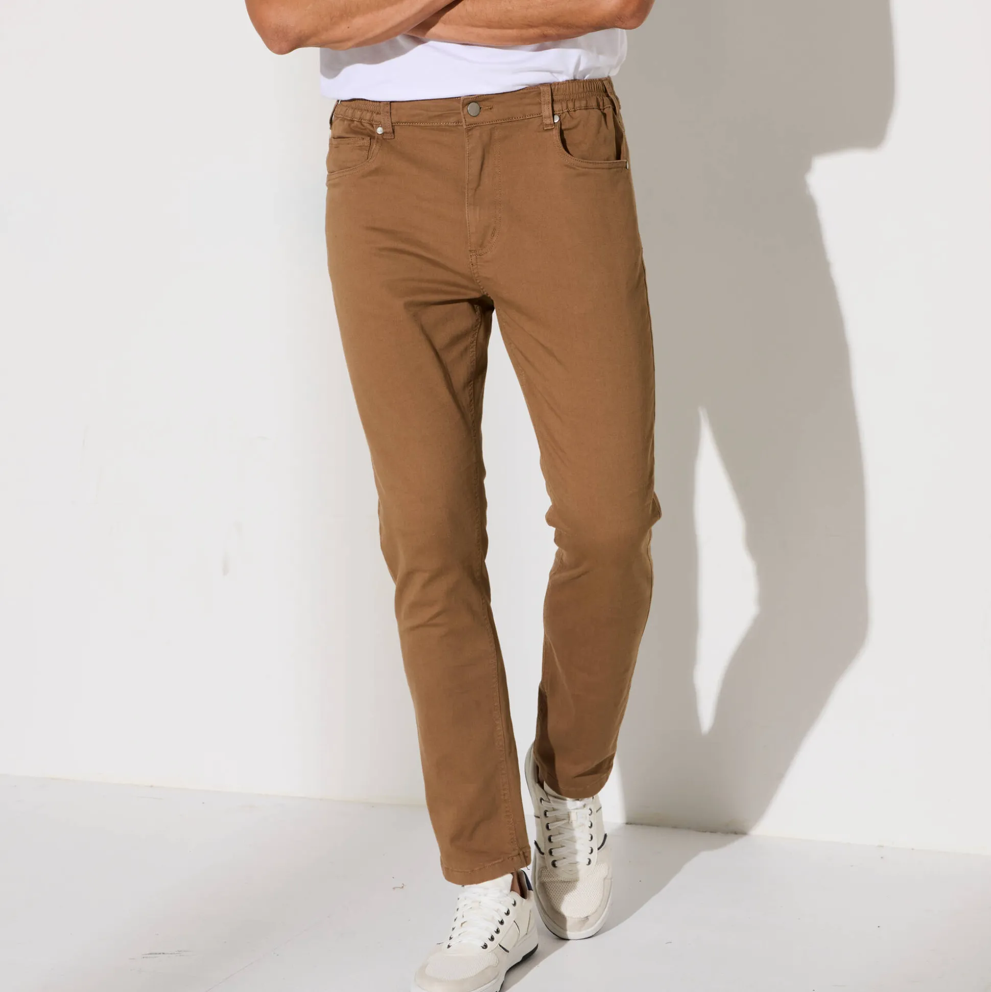 Rechte broek in rekbare twill