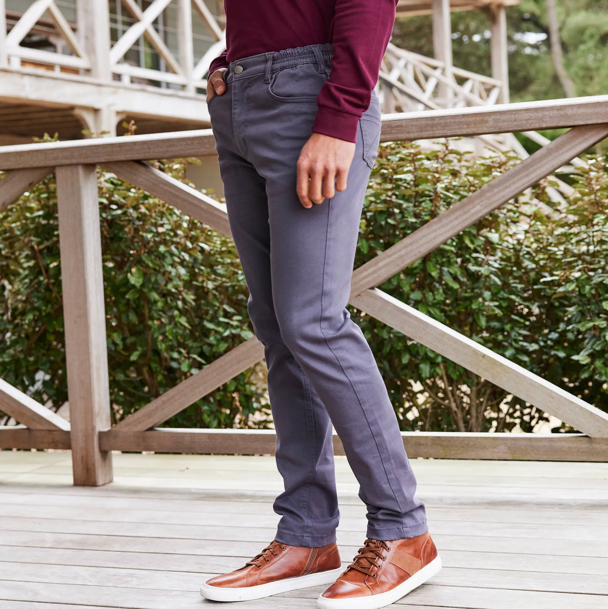 Rechte broek in rekbare twill