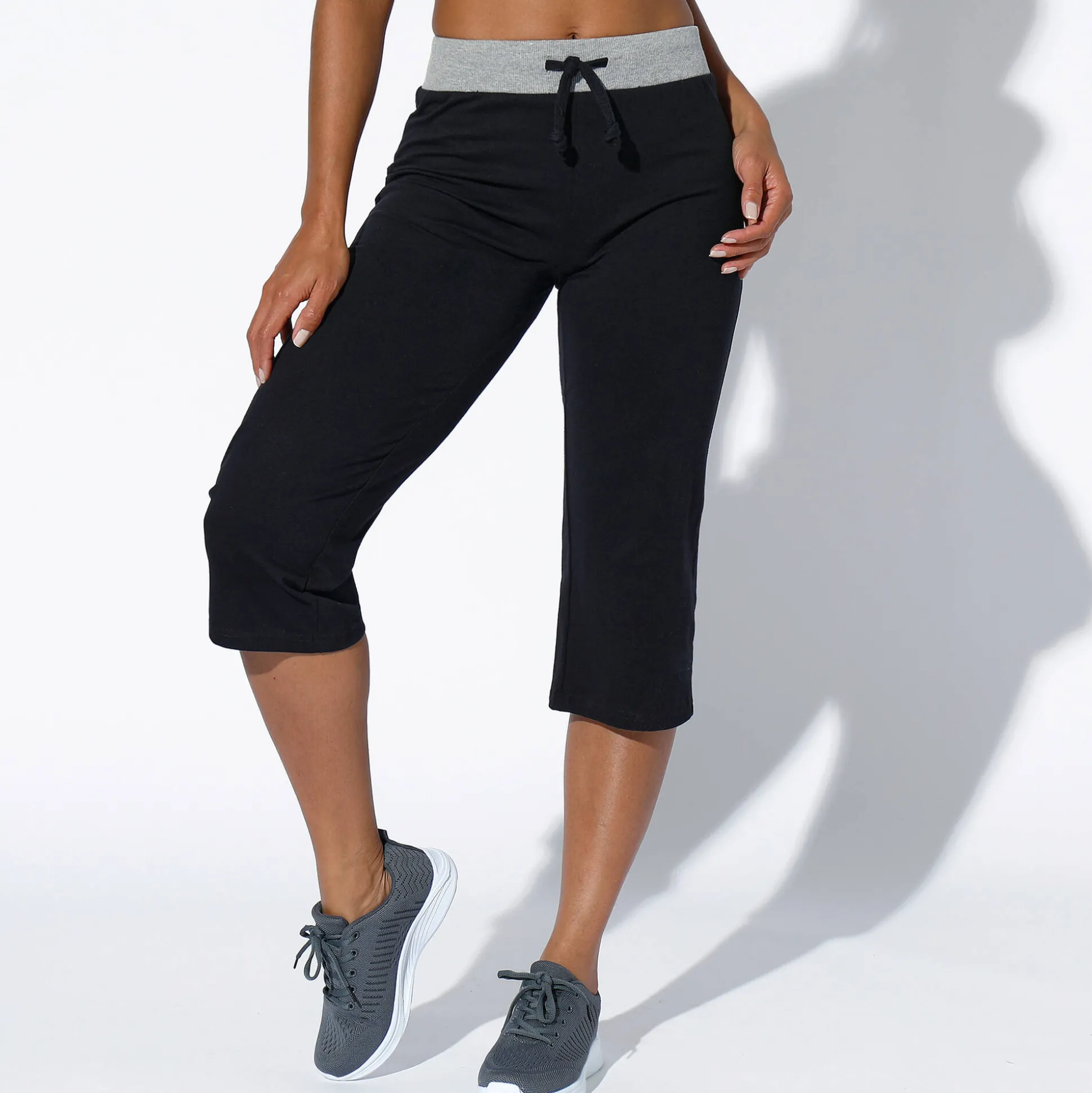 Rechte 3/4-broek in tricot