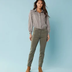 Rechte broek met deelnaden, kleine lengtes