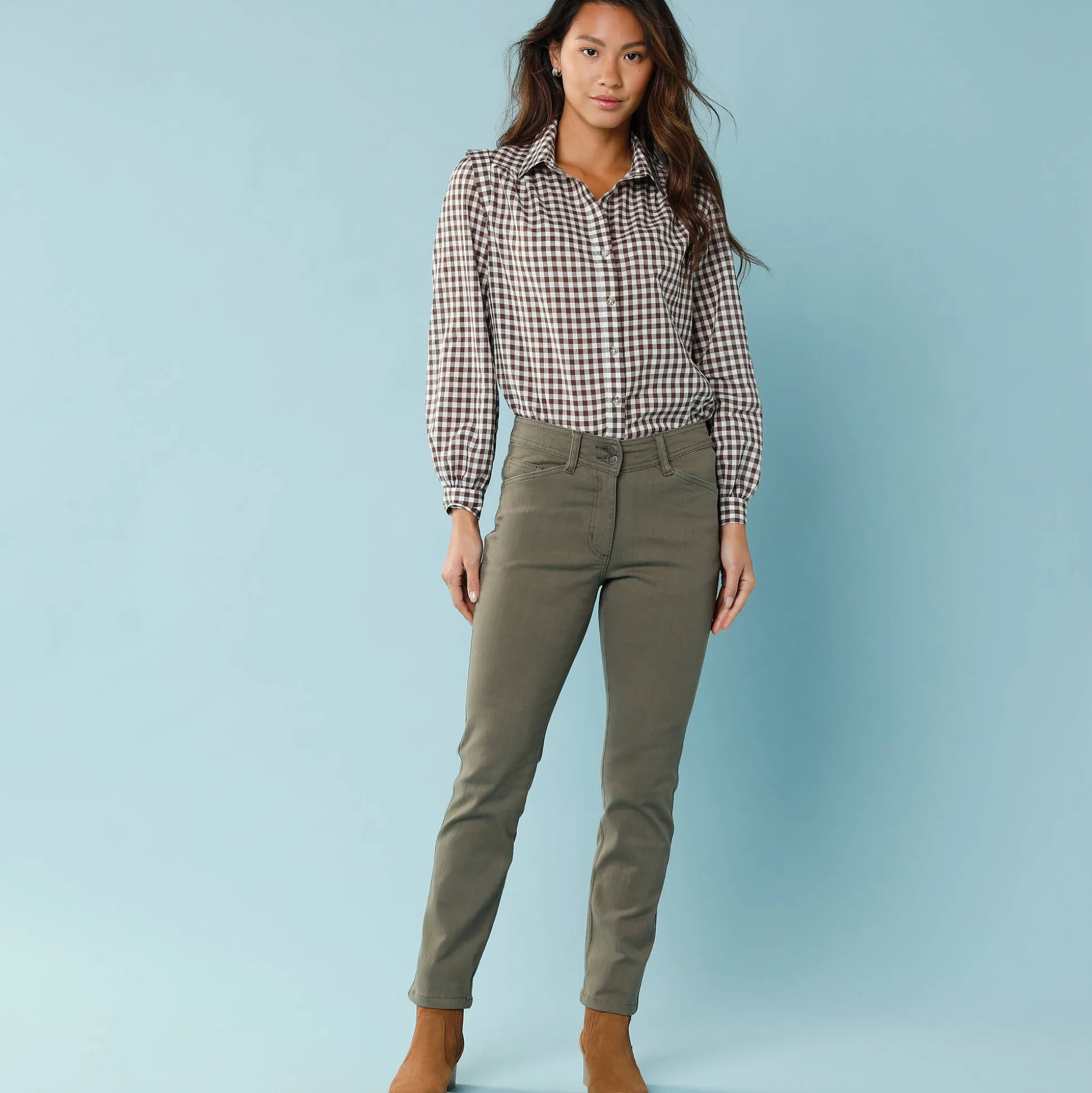 Rechte broek met deelnaden, kleine lengtes