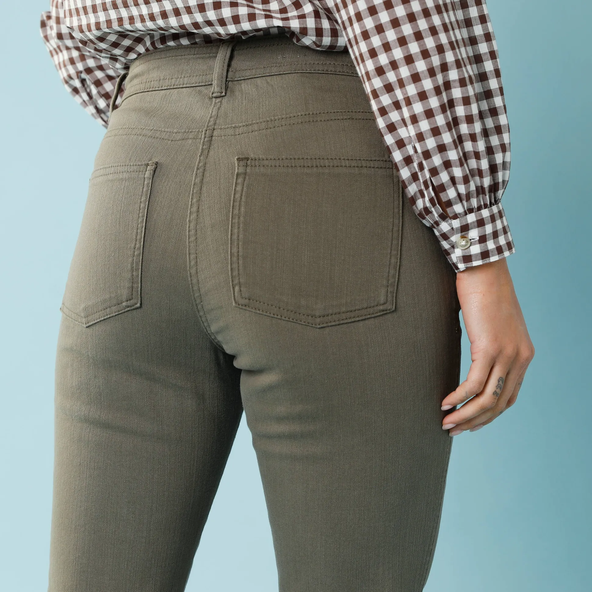 Rechte broek met deelnaden, kleine lengtes