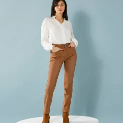 Rechte broek met deelnaden, speciaal voor kleine lengtes