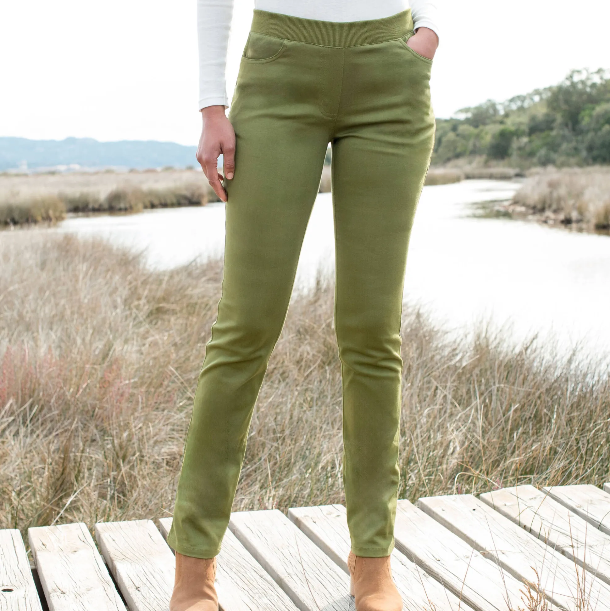 Rechte broek met elastische taille