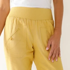 Rechte 7/8-broek met elastische taille, linnen/katoen