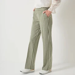 Rechte broek met ingeweven ruiten