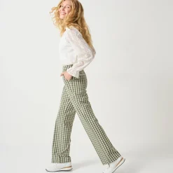 Rechte broek met ingeweven ruiten