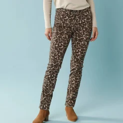 Rechte broek met luipaardprint, kleine lengtes