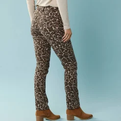 Rechte broek met luipaardprint, kleine lengtes