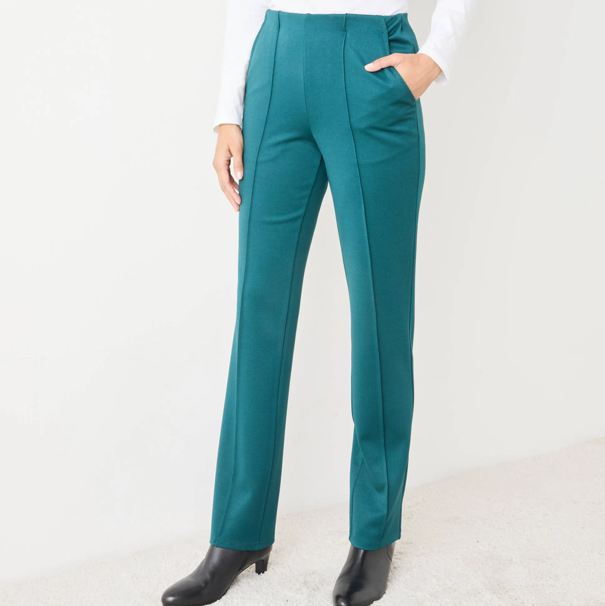 Rechte broek met platte buik-effect, tricot