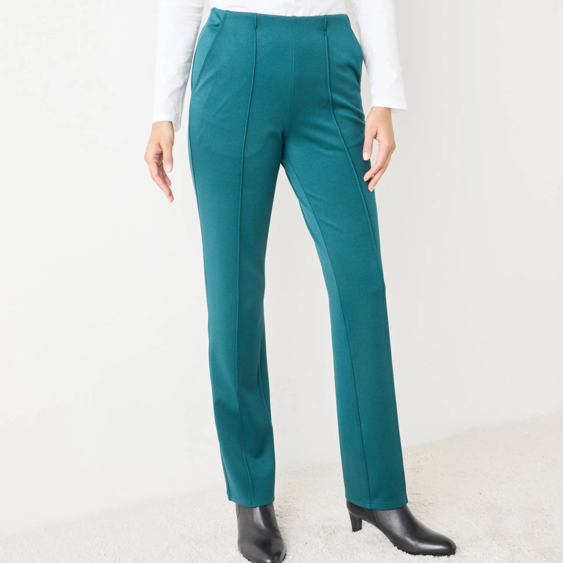 Rechte broek met platte buik-effect, tricot